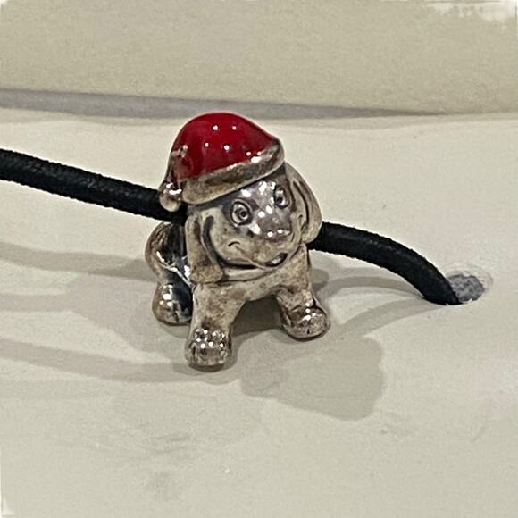 Retired Pandora Sterling Silver Red Enamel Christmas Puppy Dog Charm - Picture 3 of 13